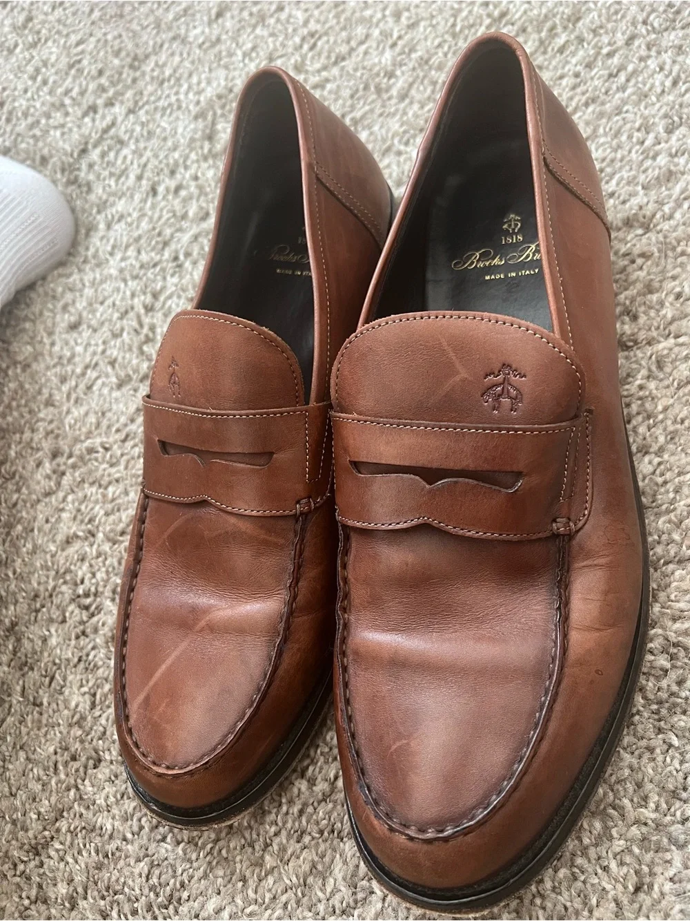 Brooks Brothers Cognac Brown Leather Penny Loafers - Men